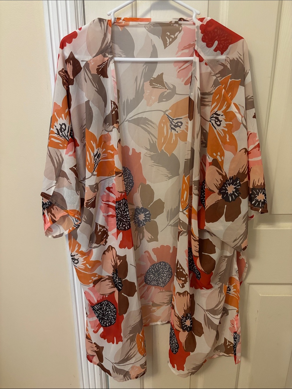 Floral Open-Front Kimono Jacket in Multi-Color